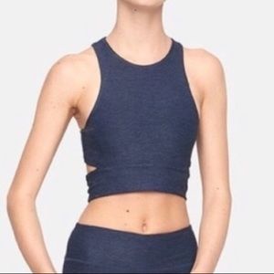 Outdoor Voices navy slashback crop